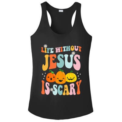 Life Without Jesus Is Scary Fun Halloween Pumpkin Christian Catholic Ladies PosiCharge Competitor Racerback Tank