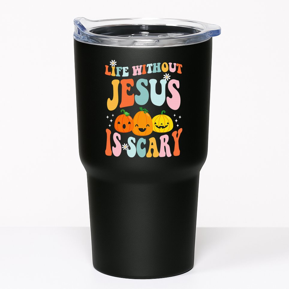 Life Without Jesus Is Scary Fun Halloween Pumpkin Christian Catholic Tumbler