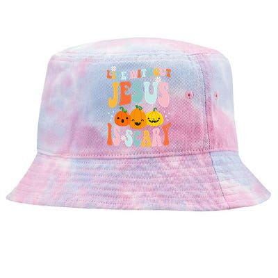 Life Without Jesus Is Scary Fun Halloween Pumpkin Christian Catholic Tie-Dyed Bucket Hat