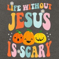 Life Without Jesus Is Scary Fun Halloween Pumpkin Christian Catholic Cotton Canvas Backpack