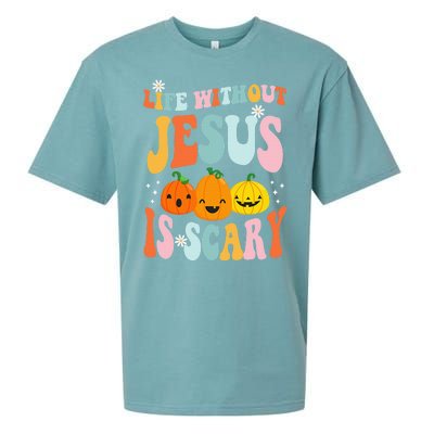 Life Without Jesus Is Scary Fun Halloween Pumpkin Christian Catholic Sueded Cloud Jersey T-Shirt