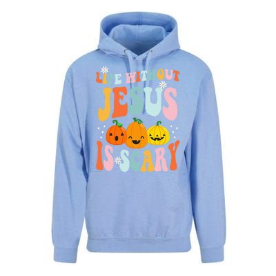 Life Without Jesus Is Scary Fun Halloween Pumpkin Christian Catholic Unisex Surf Hoodie