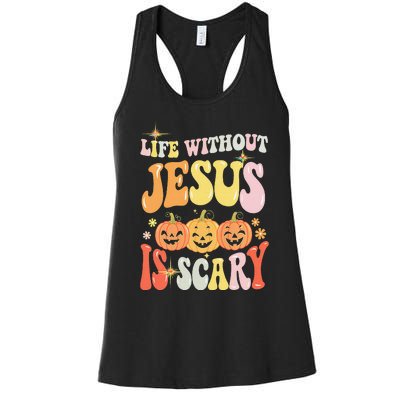 Life Without Jesus Scary Halloween Faith Belief Women's Racerback Tank