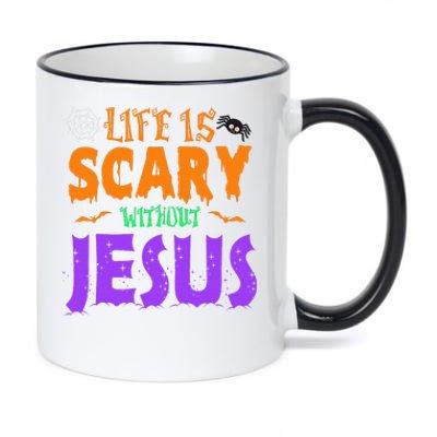 Life Without Jesus Is Scary Fall Christian Halloween Jesus 11oz Black Color Changing Mug