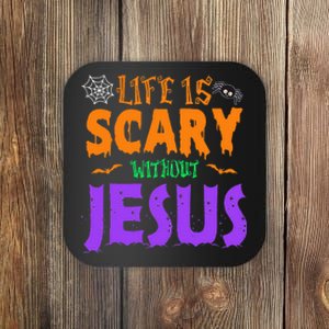 Life Without Jesus Is Scary Fall Christian Halloween Jesus Coaster