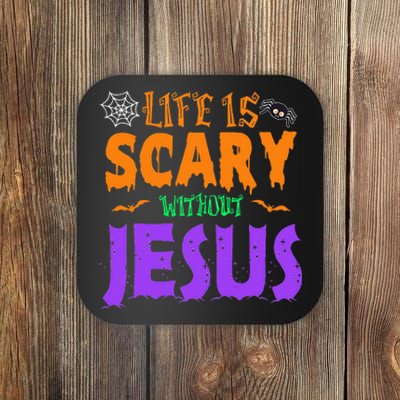 Life Without Jesus Is Scary Fall Christian Halloween Jesus Coaster