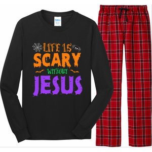 Life Without Jesus Is Scary Fall Christian Halloween Jesus Long Sleeve Pajama Set