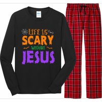 Life Without Jesus Is Scary Fall Christian Halloween Jesus Long Sleeve Pajama Set