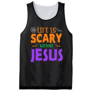 Life Without Jesus Is Scary Fall Christian Halloween Jesus Mesh Reversible Basketball Jersey Tank