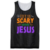 Life Without Jesus Is Scary Fall Christian Halloween Jesus Mesh Reversible Basketball Jersey Tank