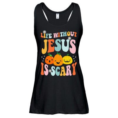 Life Without Jesus is Scary Fall Christian Halloween Jesus Ladies Essential Flowy Tank