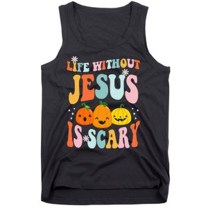 Life Without Jesus is Scary Fall Christian Halloween Jesus Tank Top