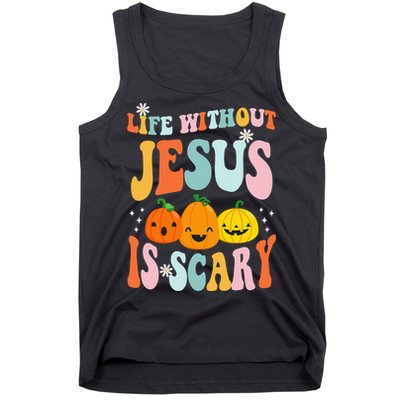 Life Without Jesus is Scary Fall Christian Halloween Jesus Tank Top