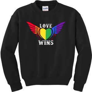 Love Wins Lgbt Pride Motif Kids Sweatshirt