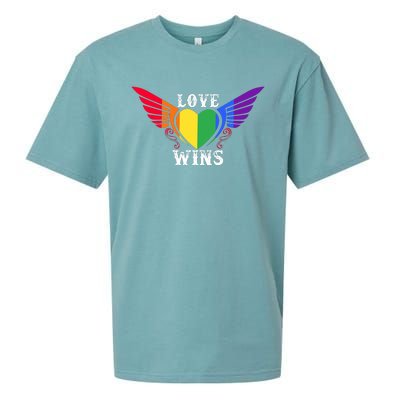 Love Wins Lgbt Pride Motif Sueded Cloud Jersey T-Shirt