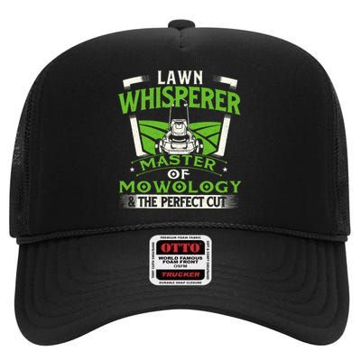 Lawn Whisperer Landscaper Landscaping Gardening Lawnmower High Crown Mesh Back Trucker Hat