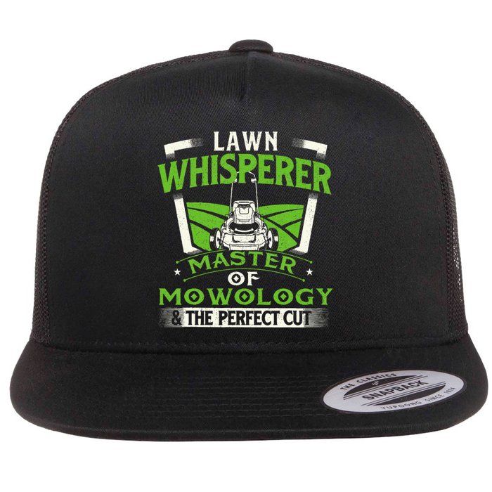 Lawn Whisperer Landscaper Landscaping Gardening Lawnmower Flat Bill Trucker Hat