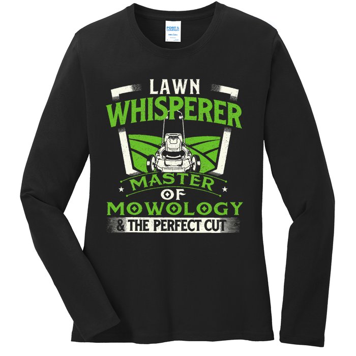 Lawn Whisperer Landscaper Landscaping Gardening Lawnmower Ladies Long Sleeve Shirt