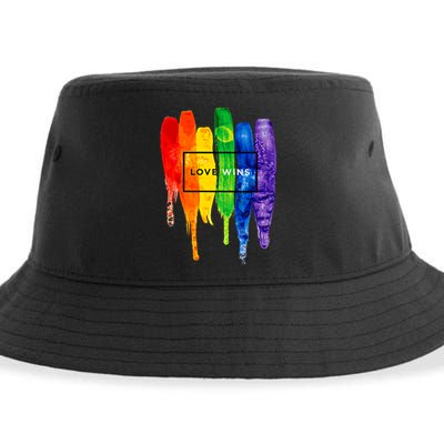 Love Wins LGBTQ Love Is Love Pride Rainbow LGBT Western Pride Sustainable Bucket Hat