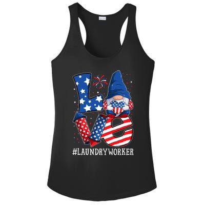 Laundry Worker Love 4th Of July Gnome Usa Patriotic Gift Ladies PosiCharge Competitor Racerback Tank