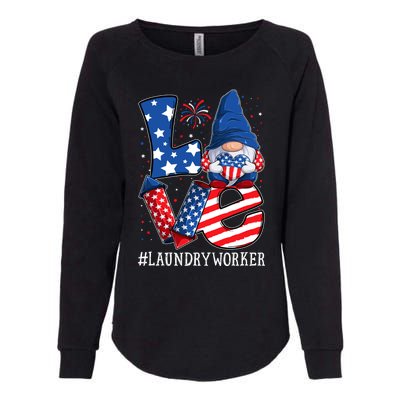 Laundry Worker Love 4th Of July Gnome Usa Patriotic Gift Womens California Wash Sweatshirt