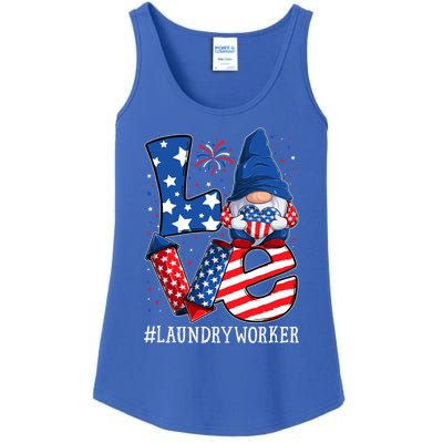 Laundry Worker Love 4th Of July Gnome Usa Patriotic Gift Ladies Essential Tank