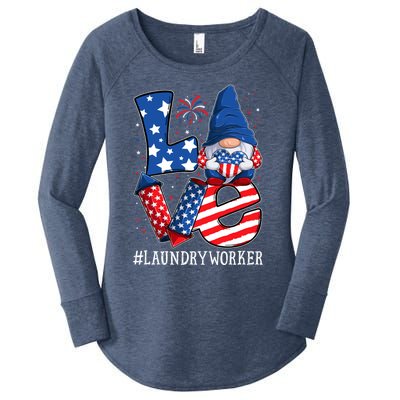 Laundry Worker Love 4th Of July Gnome Usa Patriotic Gift Women's Perfect Tri Tunic Long Sleeve Shirt