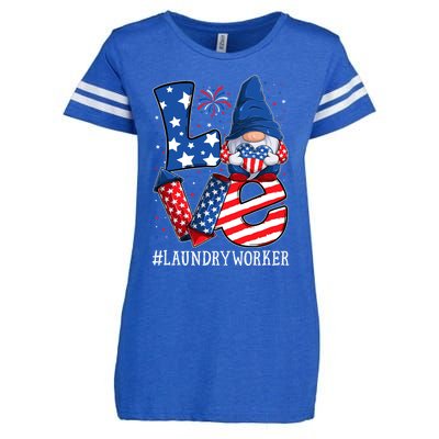 Laundry Worker Love 4th Of July Gnome Usa Patriotic Gift Enza Ladies Jersey Football T-Shirt