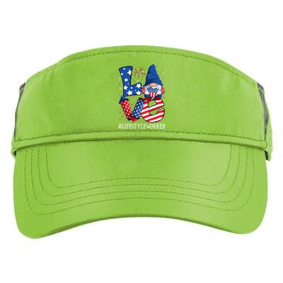 Lifestyle Worker Love 4th Of July Gnome Usa Patriotic Cool Gift Adult Drive Performance Visor