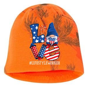 Lifestyle Worker Love 4th Of July Gnome Usa Patriotic Cool Gift Kati - Camo Knit Beanie