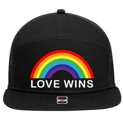 Love Wins Lgbtq Pride Month Rainbow 7 Panel Mesh Trucker Snapback Hat