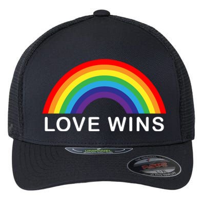 Love Wins Lgbtq Pride Month Rainbow Flexfit Unipanel Trucker Cap