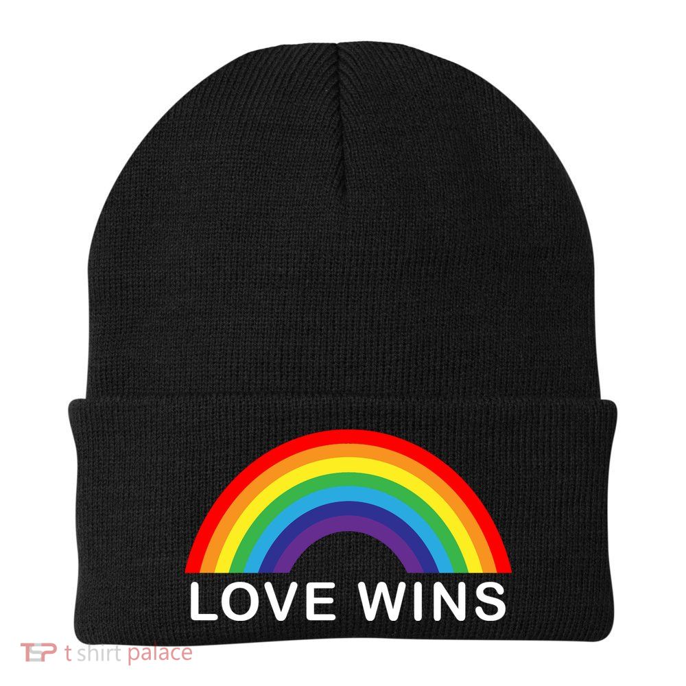 Love Wins Lgbtq Pride Month Rainbow Knit Cap Winter Beanie