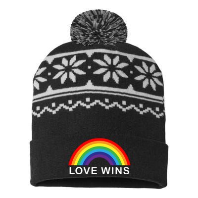 Love Wins Lgbtq Pride Month Rainbow USA-Made Snowflake Beanie