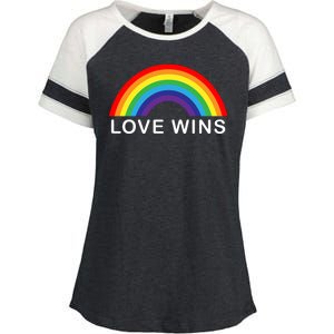 Love Wins Lgbtq Pride Month Rainbow Enza Ladies Jersey Colorblock Tee