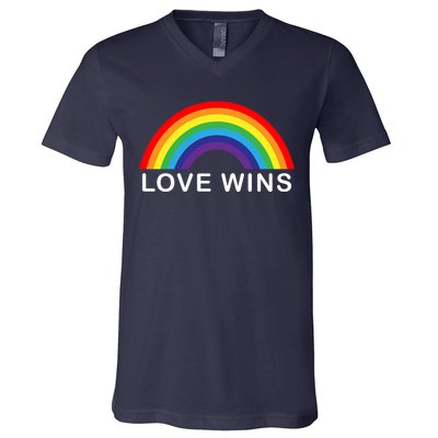 Love Wins Lgbtq Pride Month Rainbow V-Neck T-Shirt