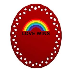 Love Wins Lgbtq Pride Month Rainbow Ceramic Oval Ornament