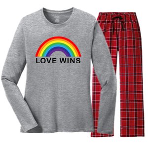 Love Wins Lgbtq Pride Month Rainbow Women's Long Sleeve Flannel Pajama Set 