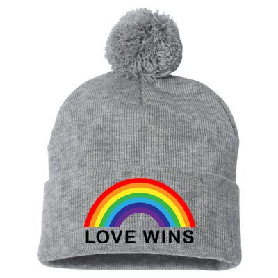 Love Wins Lgbtq Pride Month Rainbow Pom Pom 12in Knit Beanie