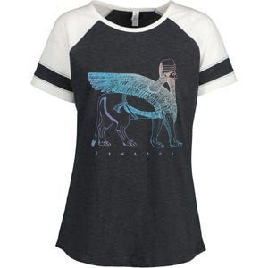 Lamassu Winged Lion Assyrian Sumerian Mesopotamia Funny Gift Enza Ladies Jersey Colorblock Tee