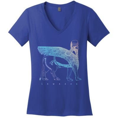 Lamassu Winged Lion Assyrian Sumerian Mesopotamia Funny Gift Women's V-Neck T-Shirt