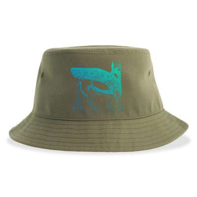 Lamassu Winged Lion Assyrian Sumerian Mesopotamia Gift Sustainable Bucket Hat