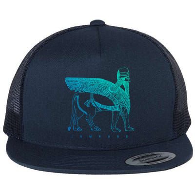 Lamassu Winged Lion Assyrian Sumerian Mesopotamia Gift Flat Bill Trucker Hat