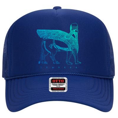 Lamassu Winged Lion Assyrian Sumerian Mesopotamia Gift High Crown Mesh Back Trucker Hat