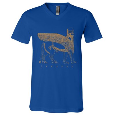 Lamassu Winged Lion Assyrian Sumerian Mesopotamia Gift V-Neck T-Shirt