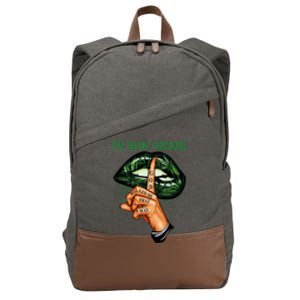 Lips Weed Leaf I'm Blunt God Rolled Me Funny 420 Marijuana Dripping Lips Cotton Canvas Backpack