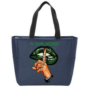 Lips Weed Leaf I'm Blunt God Rolled Me Funny 420 Marijuana Dripping Lips Zip Tote Bag