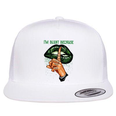 Lips Weed Leaf I'm Blunt God Rolled Me Funny 420 Marijuana Dripping Lips Flat Bill Trucker Hat