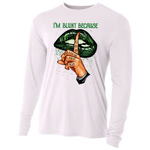 Lips Weed Leaf I'm Blunt God Rolled Me Funny 420 Marijuana Dripping Lips Cooling Performance Long Sleeve Crew