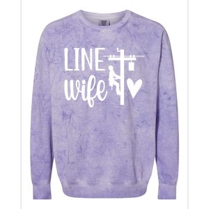 Line Wife Lineworker Husband Linewife Proud Line Wife Gift Colorblast Crewneck Sweatshirt